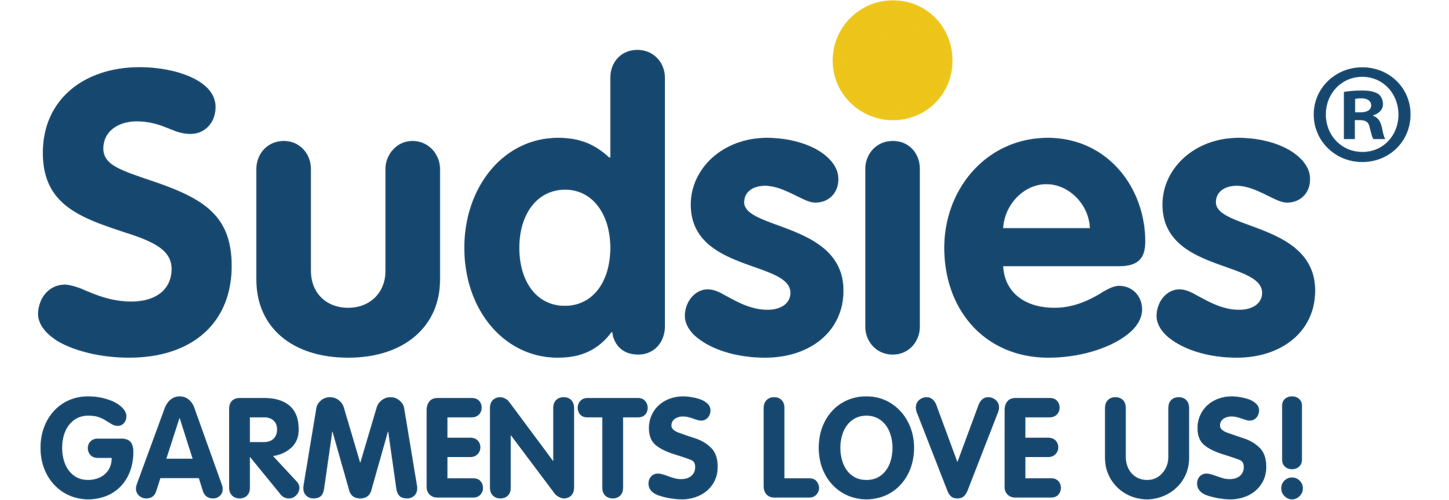 Sudsies Dry Cleaner logo featuring the Sudsies name in bold, modern lettering