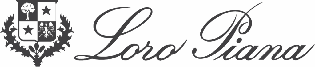 Loro Piana logo with crest emblem and elegant script wordmark.