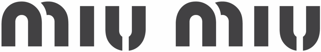 Miu Miu logo in bold, rounded typography.