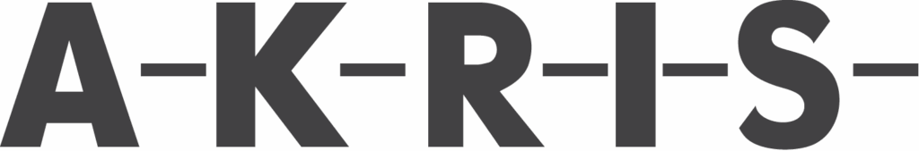 Akris logo in bold uppercase letters separated by hyphens